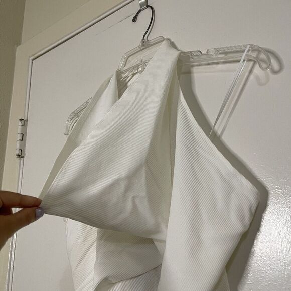 NWT NAKED WARDROBE white ribbed halter cowl neck top size small - Picture 2 of 4